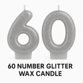 Glitter Silver "60" Birthday Candles Set